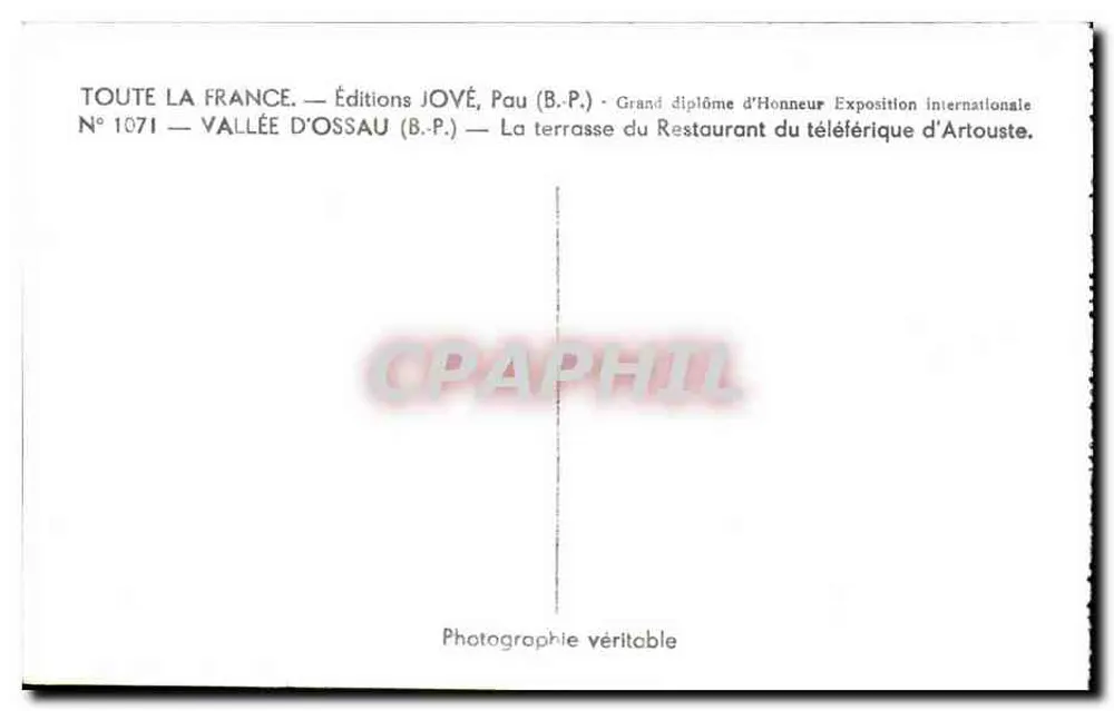 Tal von Ossau — Terrasse des Restaurants des Seilbahn Artouste — Éditions JOVÉ, Pau - Rückseite