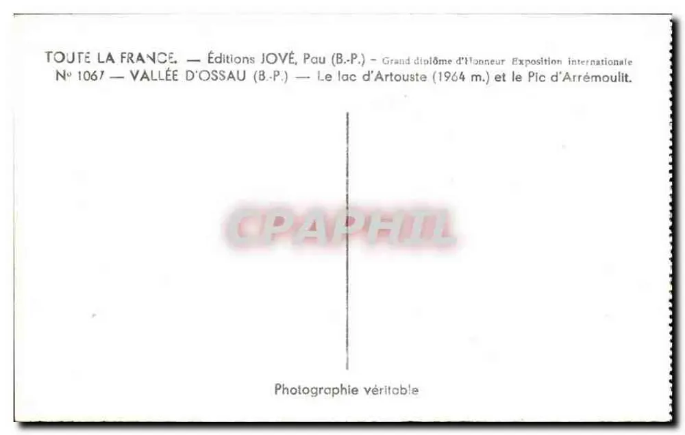 See d'Artouste — Pic d'Arrémoult — Éditions JOVÉ, Pau - Rückseite