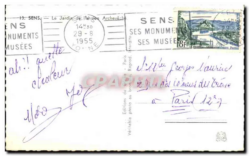 Sens — O Jardim do Arcebispo — Edições Photo au Bronze, Reprod. Véritable - Verso