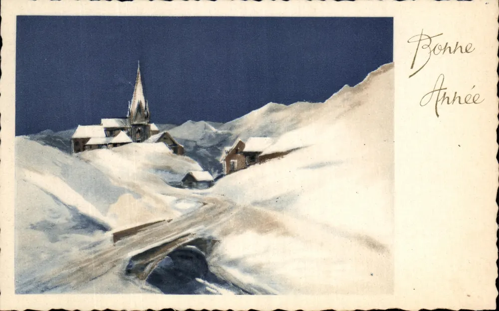 Schneeviertel — Kirche oben — In Frankreich gedruckt - Vorderseite