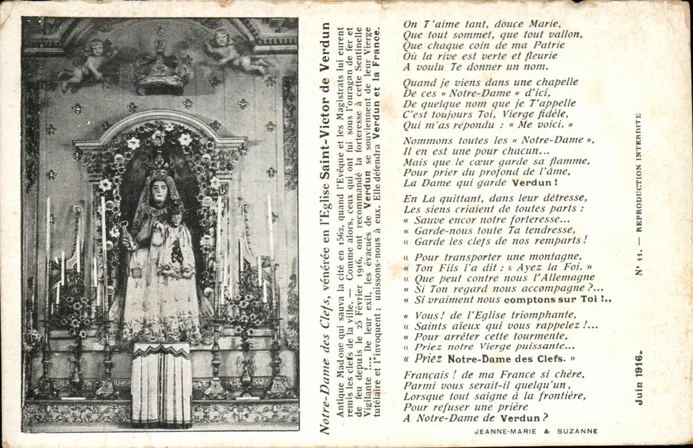 Notre-Dame von Verdun — verehrte Statue in der Kirche — Verleger JEANNE-MARIE & SUZANNE, n° 14 - Vorderseite