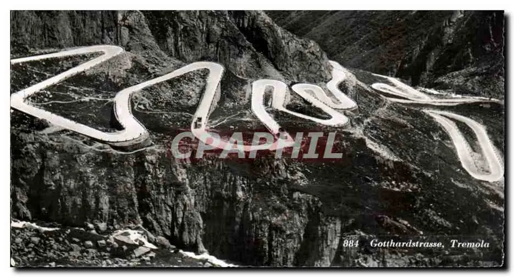 Estrada sinuosa do Gotthard — Tremola — editor Rud Suter Überrieden-ZH, n° 884 - Frente