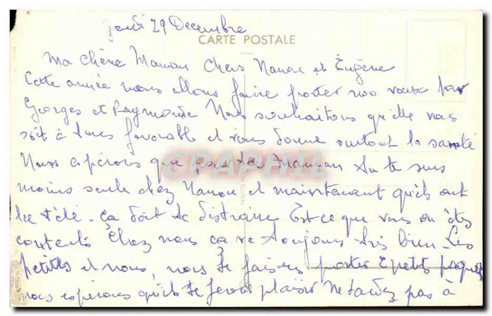 Fleurs et paysage hivernal — Bonne Année — Carte postale - Verso
