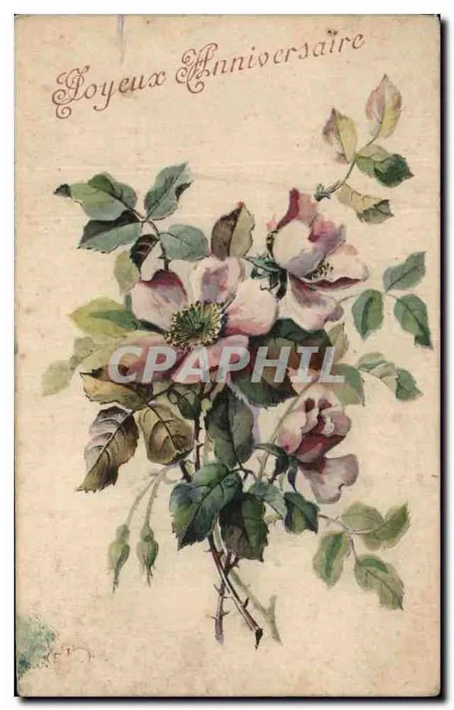 Bouquet de roses — carte d'anniversaire — éditeur non visible - Vorderseite
