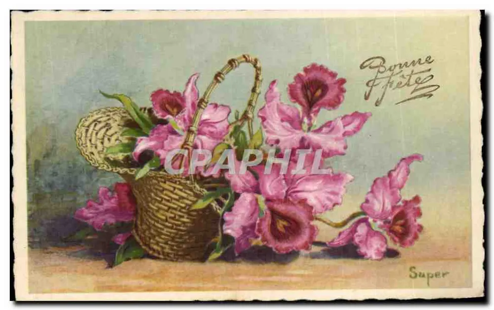 Blütenstrauß aus rosa Orchideen — Frohe Geburtstagskarte — Éditions Superlux - Vorderseite