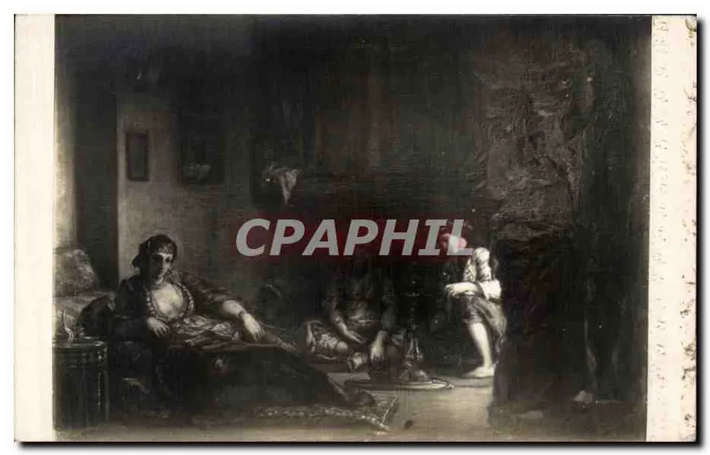 Mulheres árabes — interior sombrio — Cartão postal de coleção - Frente