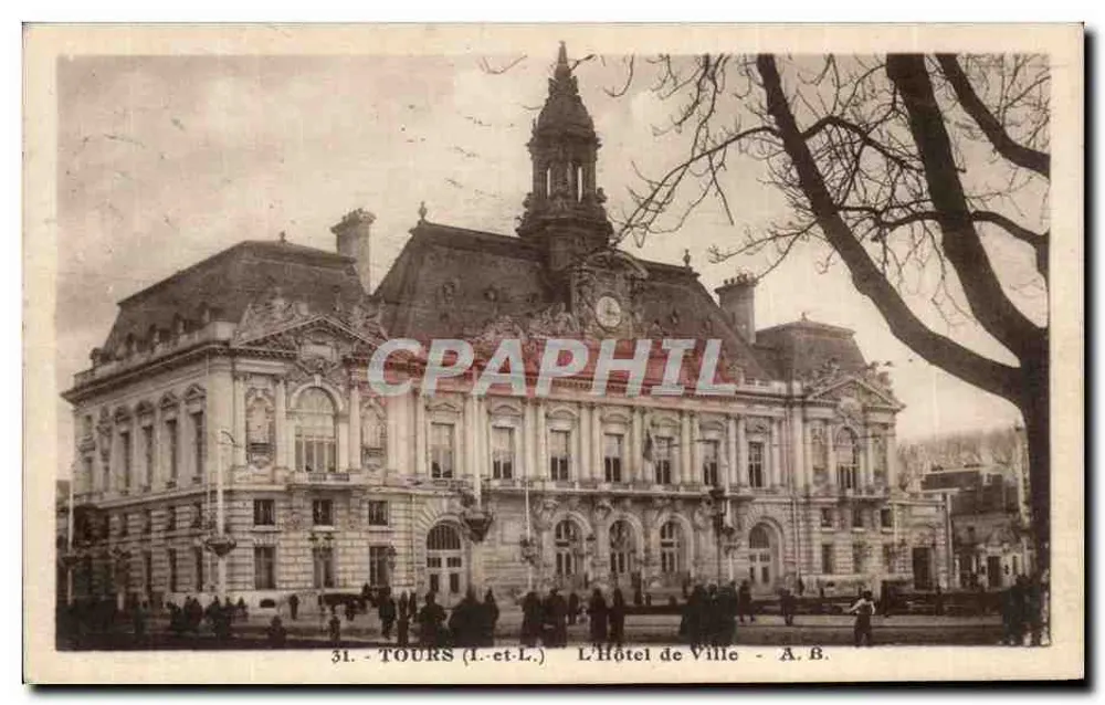 Tours (Indre-et-Loire) — O Hotel de Ville — A.B. — Edição A.B. - Frente