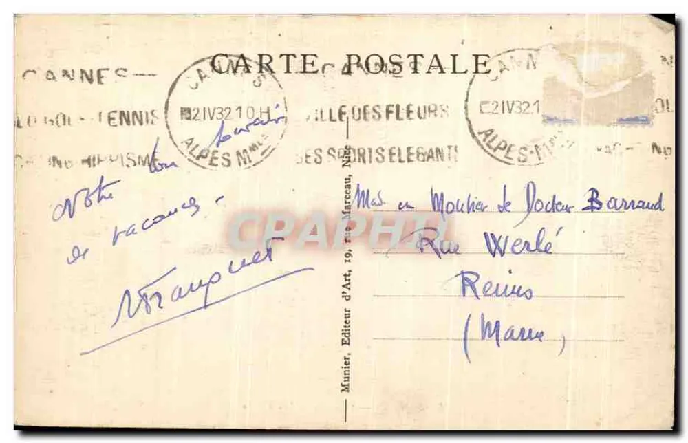 Cannes — Esplanade des Alliés — éditeur Dessevis, n° 184 - Verso