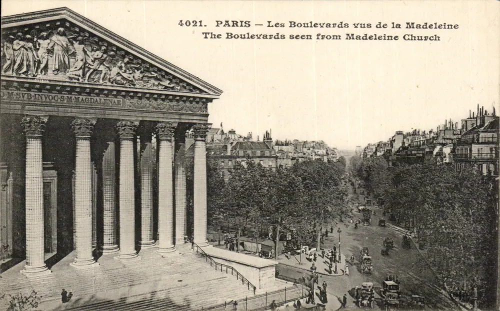 Paris — Os Boulevards vistos da Madeleine — Imprimé Illustré, n° 4021 - Frente