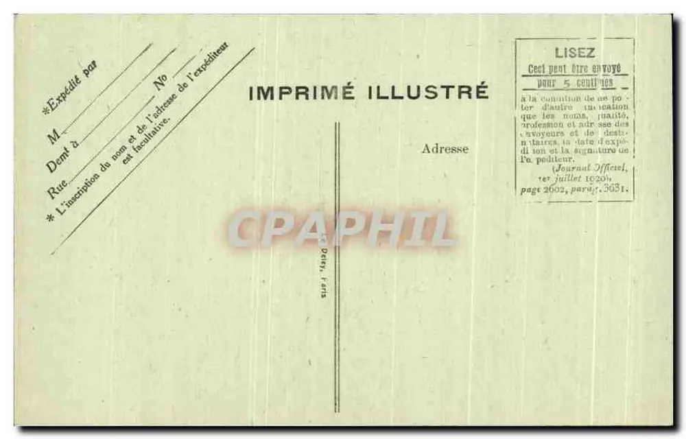 Paris — Os Boulevards vistos da Madeleine — Imprimé Illustré, n° 4021 - Verso