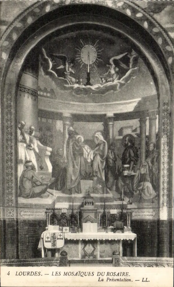 Lourdes — Die Rosenkranz-Mosaiken. Die Vorstellung — LL. - Vorderseite