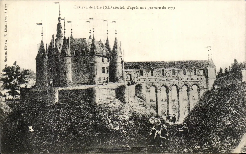Schloss Fère (12. Jahrhundert) — nach einer Kupferstich von 1773 — Verlag A. E. Liron, Serie A, Masson - Vorderseite