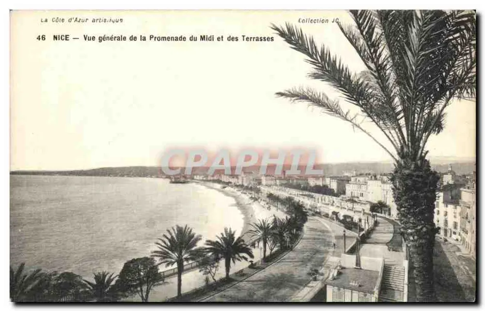NICE — Allgemeiner Blick auf die Promenade du Midi und Terrassen — Sammlung JQ - Vorderseite