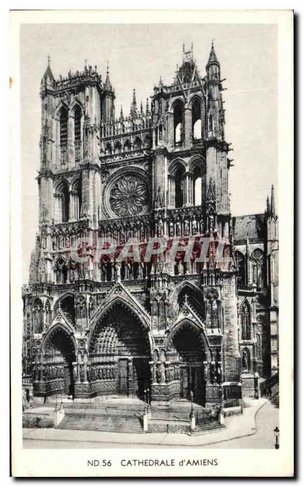 Catedral de Amiens — vista da fachada — editor Mouret, n° ND.56 - Frente
