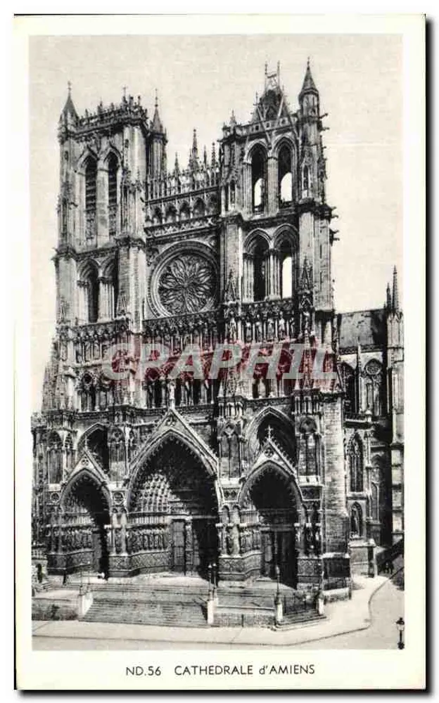 Catedral de Amiens — vista da fachada — ND.56 — Aux Musées d'Europe - Frente