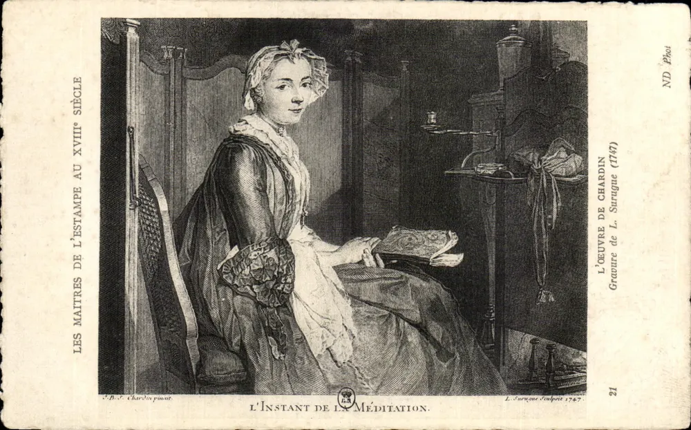 O Instante da Meditação — Os Mestres da Gravura no Século XVIII — L. Surquine (1747) - Frente