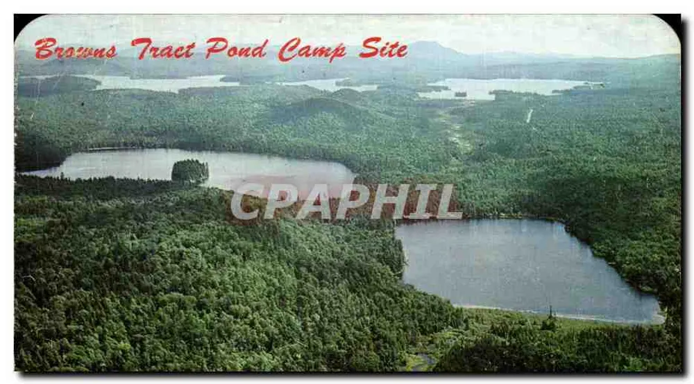 Browns Tract Pond Camp Site — vista aérea — publicado por Marks & Sutter Inc., Dexter, N.Y. - Frente