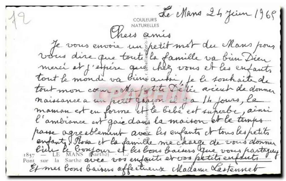 Le Mans — Ponte sobre a Sarthe — editor COULEURS NATURELLES - Verso