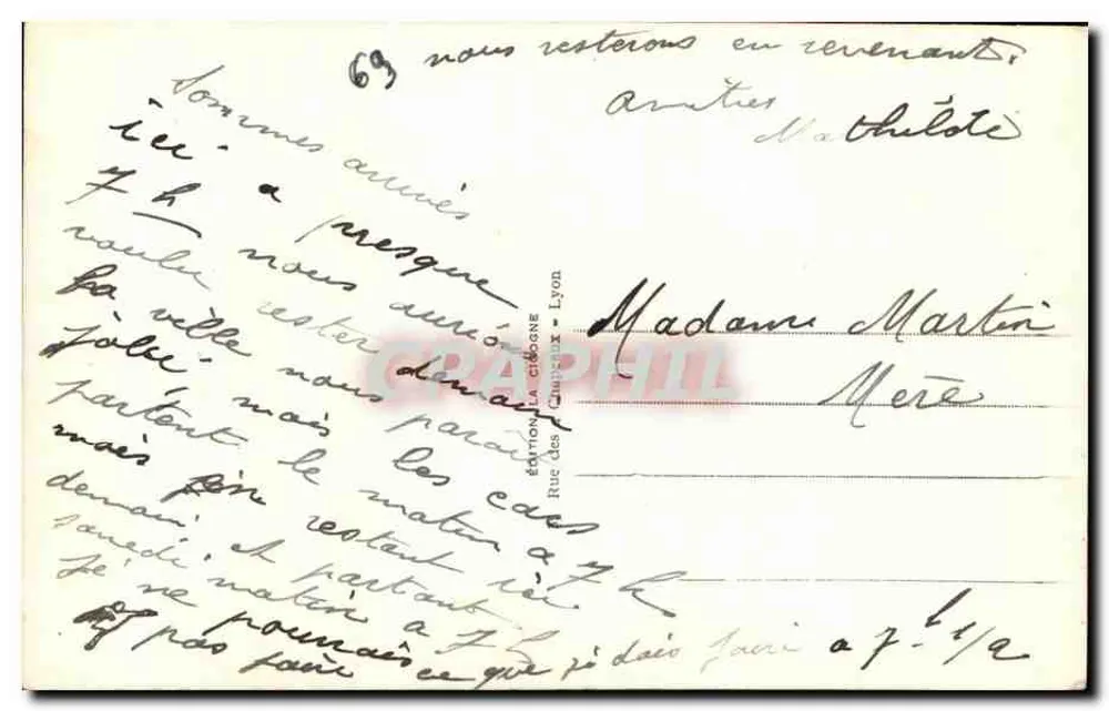 Lyon — A Basílica de Nossa Senhora de Fourvière — Entrada Principal — Edição La Girogne, n° 113 - Verso