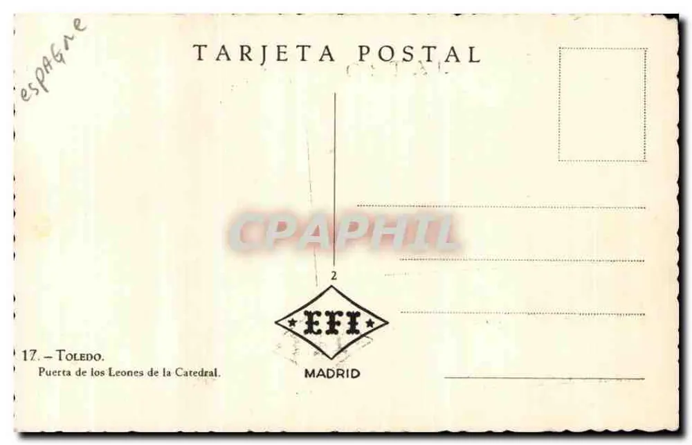 Toledo — Tor der Löwen der Kathedrale — E.F.I. Madrid, n°17 - Rückseite