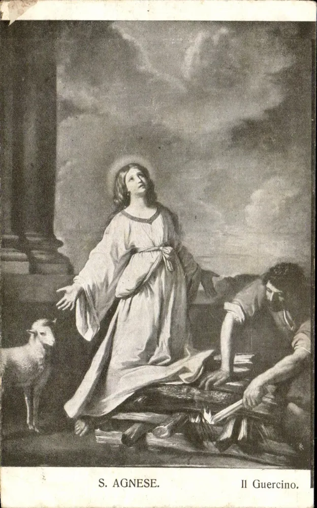Santa Agnês — pintura de Il Guercino — editor Cartolina Postale - Frente