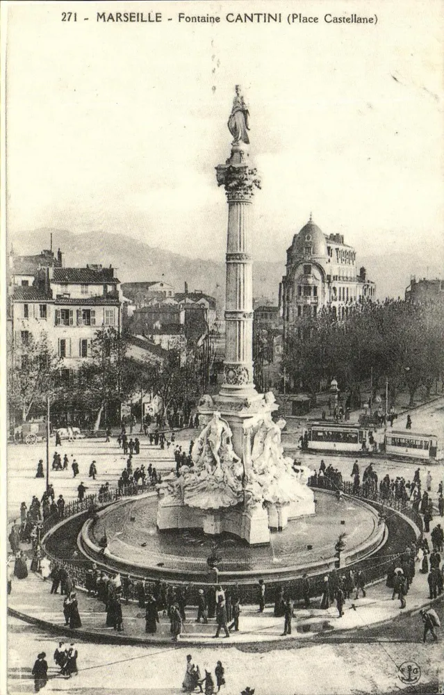 Marselha - Fonte Cantini (Praça Castellane) — série 271, editada por Cartes d'Autrefois - Frente