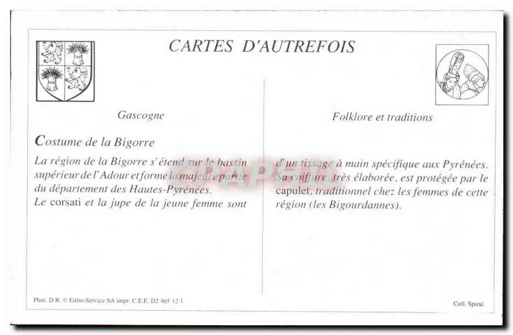 Abbigliamento della Bigorre — Gascogne — Editore-Service SA n° D2 465 12 1 - Verso