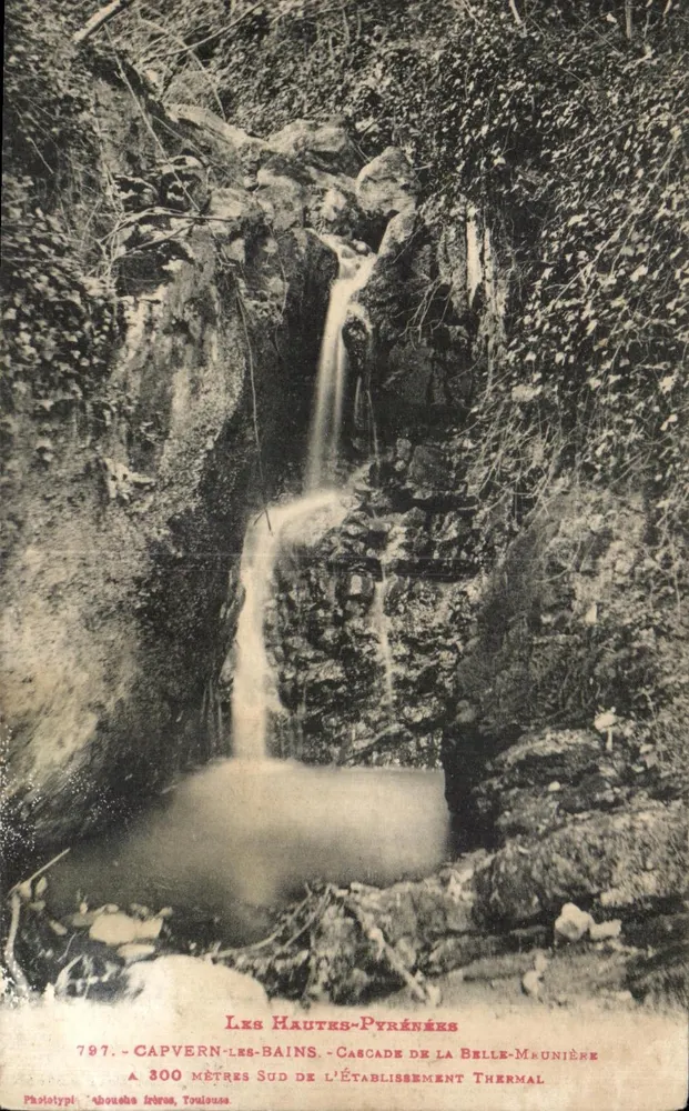 Cascade de la Belle-Maunière — Capvern-les-Bains, Hautes-Pyrénées — Phototypie Abouche Frères, Toulouse - Vorderseite