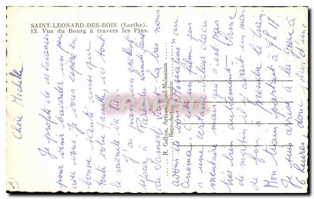 Saint-Leonard-des-Bois (Sarthe) — Ansicht des Dorfes durch die Kiefernwälder — n°13 - Rückseite