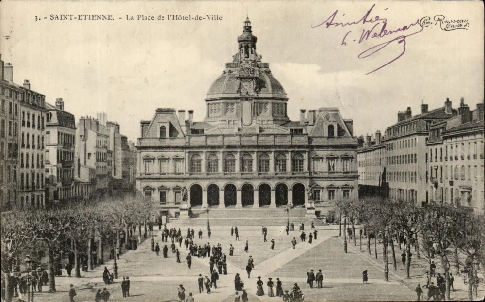 Saint-Étienne - Die Place de l'Hôtel-de-Ville — Verlag C. P. Rousseau, n°3 - Vorderseite