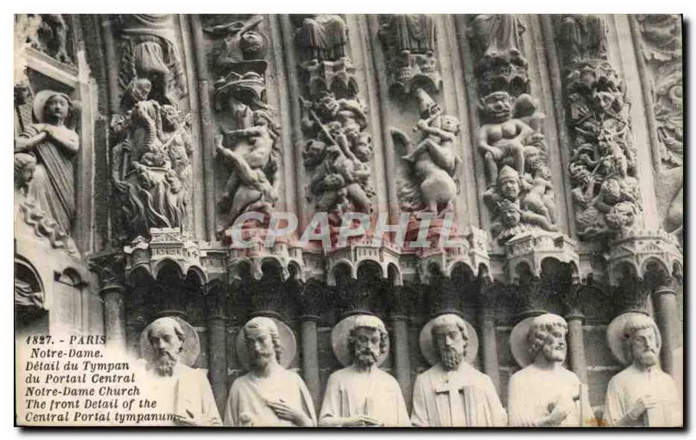 Notre-Dame Kirche — Detail des zentralen Portals — Paris, 1897 - Vorderseite