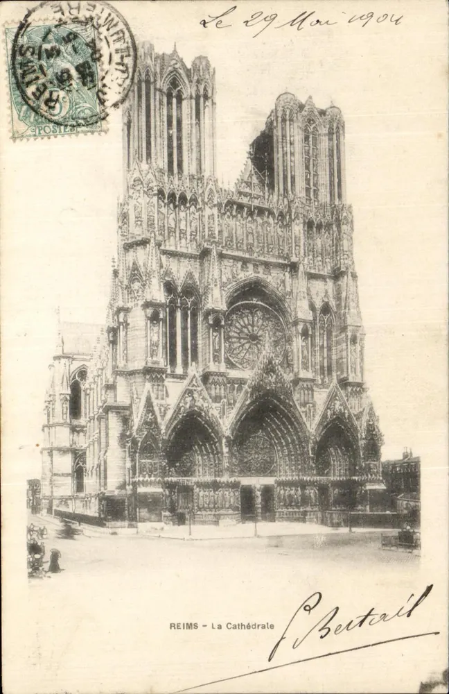 Reims — A Catedral — vista da fachada gótica — editor desconhecido, número de série não visível - Frente
