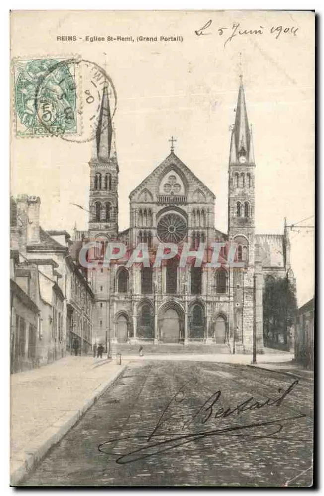 Reims - Kirche St-Remi, (Großportal) — unbekannter Verlag, Seriennummer nicht sichtbar - Vorderseite