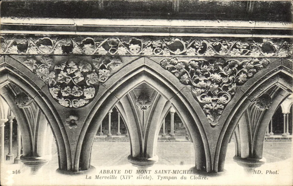 Abbaye du Mont-Saint-Michel — Die Merveille (14. Jahrhundert). Tympana des Cloisters. — ND. Phot. - Vorderseite
