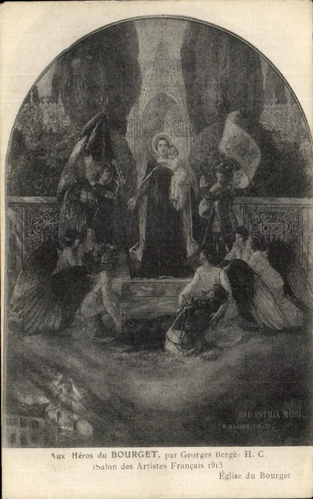 An die Helden des BOURGET — Salon des Artistes Français 1913 — Kirche von Bourget — Georges Bergè — H. C. - Vorderseite