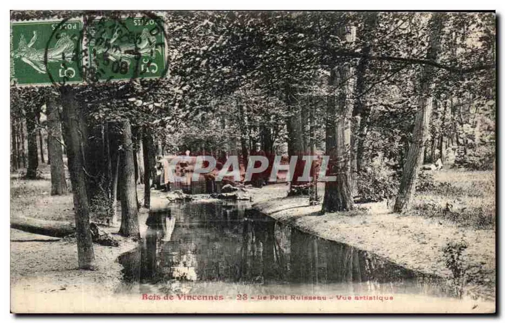 Bois de Vincennes - Der kleine Bach - Künstlerische Ansicht — Verlag unbekannt, Nummer 28 - Vorderseite