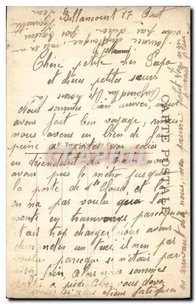 St-Cloud — Der Park aus den Terrassen des alten Schlosses gesehen — F. Testard, n° 5499 - Rückseite