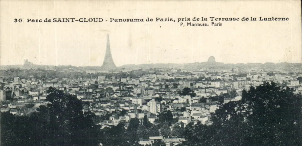 Park von Saint-Cloud - Panorama von Paris, aufgenommen von der Terrasse der Laterne — P. Marmuse, Paris, Nr. 30 - Vorderseite