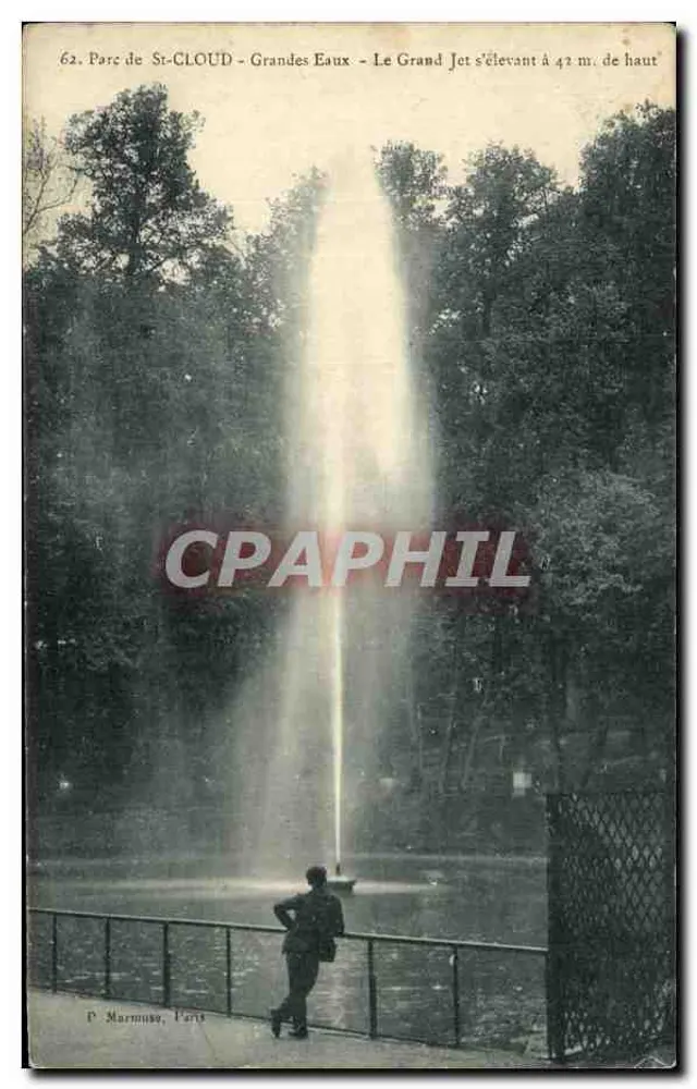 Parc de St-Cloud - Grandes Eaux - Der Grand Jet, 42 m hoch — P. Marmuse, Paris, n°62 - Vorderseite