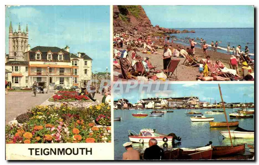 Teignmouth — vista da promenade, praia e porto — editor Colourmaster International - Frente