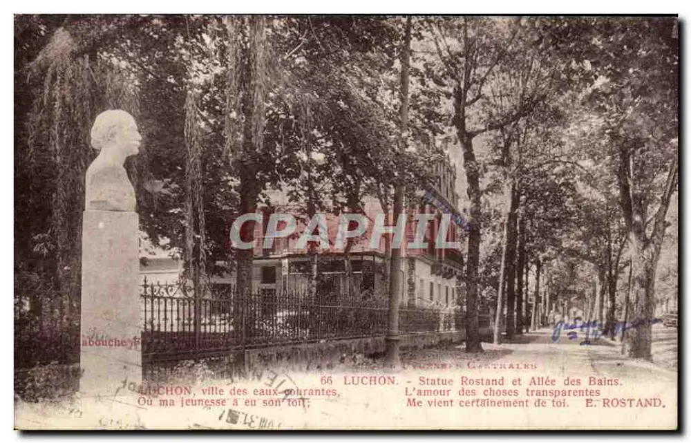Luchon, estátua de Rostand e avenida dos Banhos — Editor Luchonnais Central - Frente