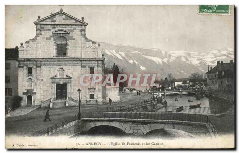 Annecy - Die Kirche St. Franziskus und die Kanäle — A. Gardet, Annecy, Nr. 36 - Vorderseite