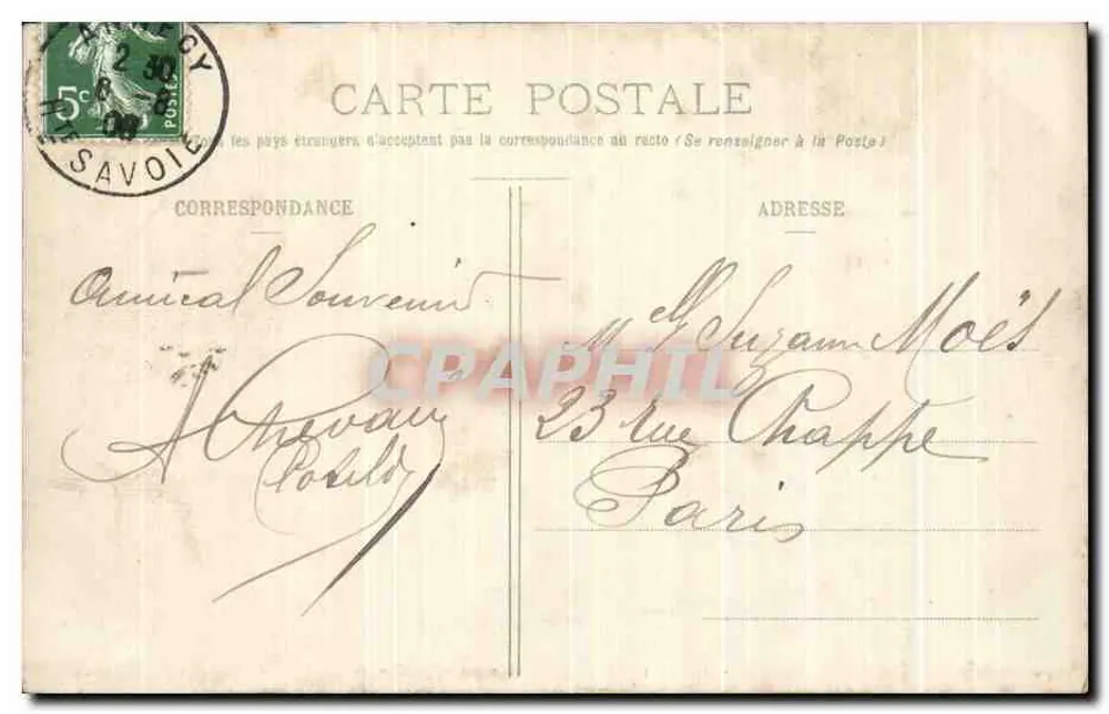 Annecy - Die Kirche St. Franziskus und die Kanäle — A. Gardet, Annecy, Nr. 36 - Rückseite