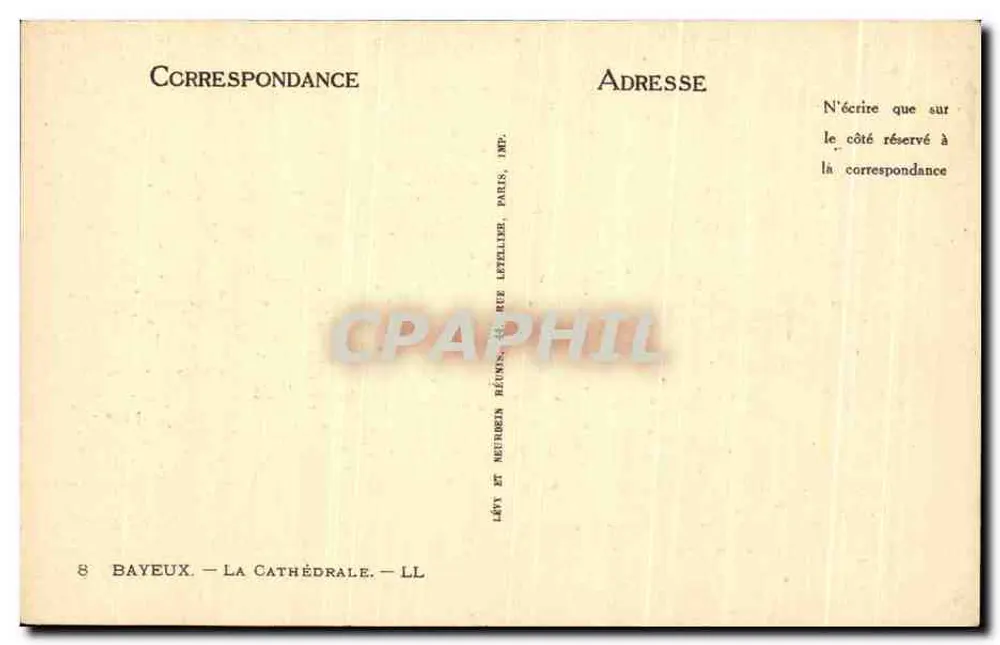 Bayeux — A Catedral — Léty et Meubren, Paris - Verso