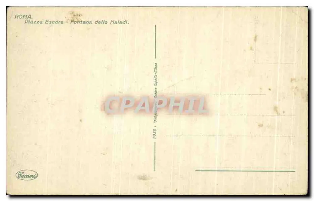 Rom - Piazza Esedra - Fontana delle Naiadi — Verleger Cecamì, Seriennummer 1933 - Rückseite