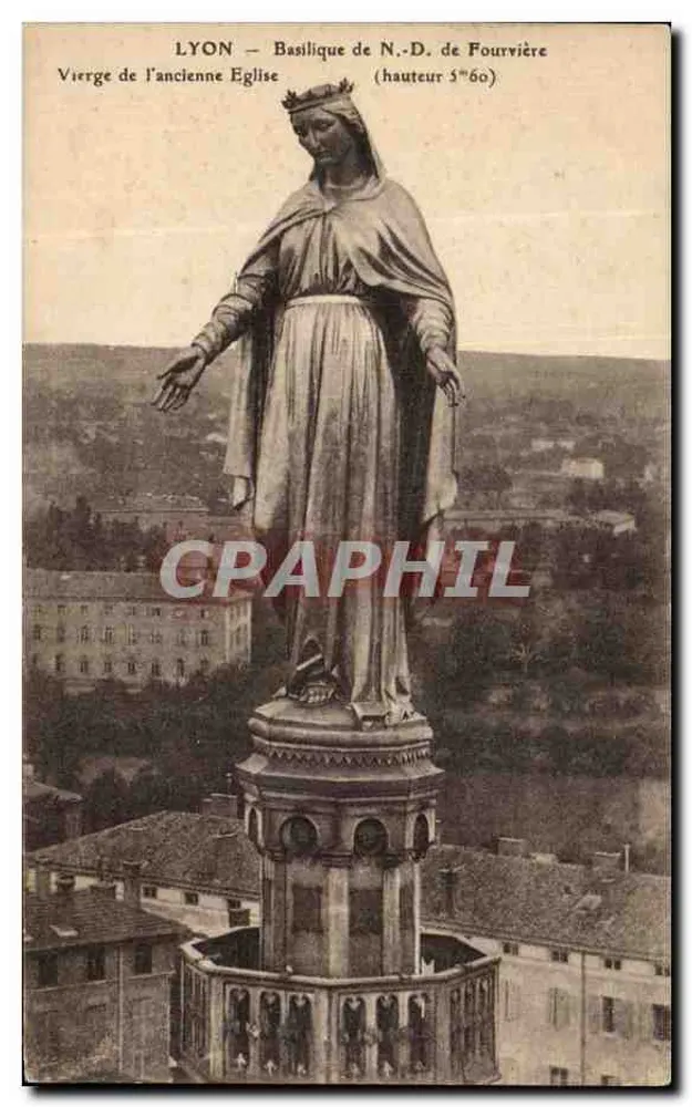 LYON — Basílica de Nossa Senhora de Fourvière — Virgem da antiga Igreja (altura 5m60) - Frente