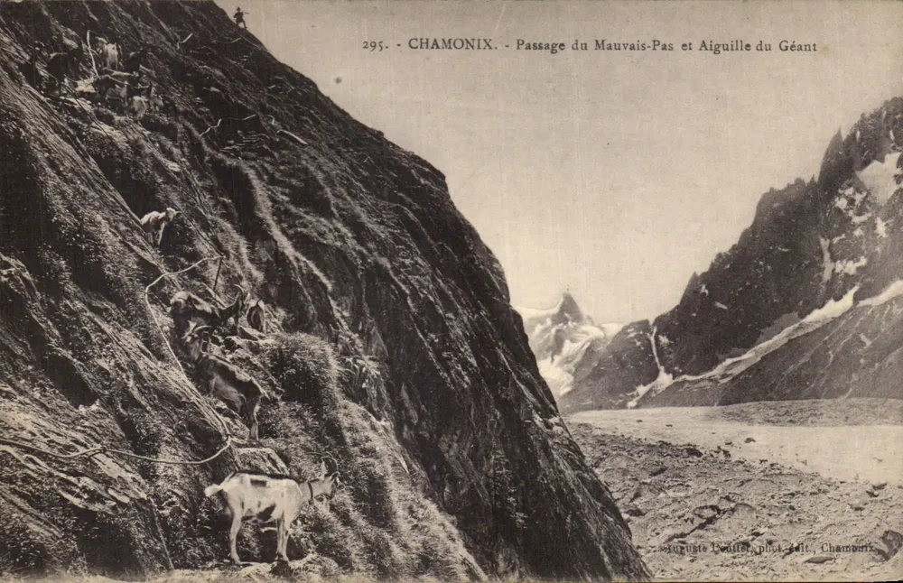Chamonix - Passagem do Mauvais-Pas e Aiguille du Géant — Auguste Pautier, fot. edit. Chamonix, n° 295 - Frente