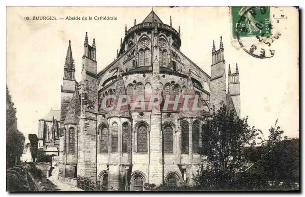 Bourges — Abside da Catedral — Bilhete postal antigo n°90 - Frente