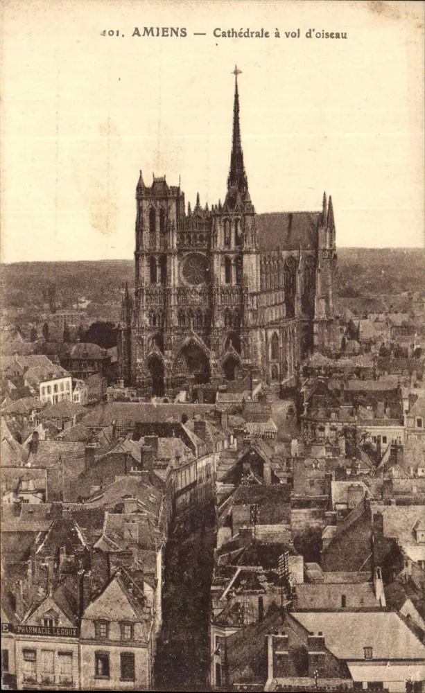 Amiens — Catedral vista de cima — editada por L. Caron, n°401 - Frente