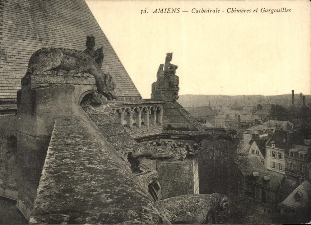 Amiens — Kathedrale — Chimären und Wasserspeier — Plaple Sopk - Vorderseite